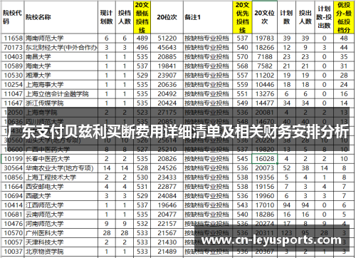 广东支付贝兹利买断费用详细清单及相关财务安排分析